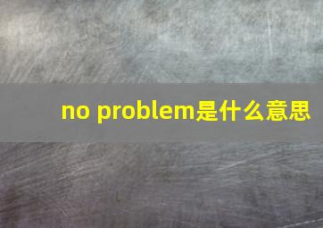 no problem是什么意思